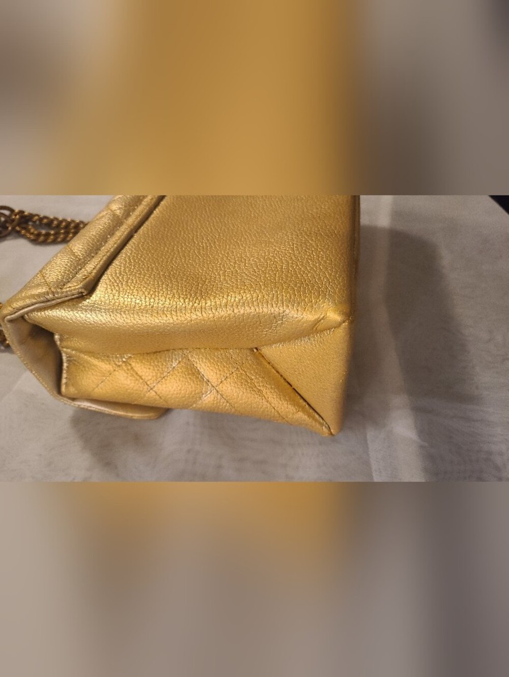 Authentic Kurt Geiger "the Brixton" Metallic Gold Quilted Leather Shoulder Bag - Picture 9 of 13